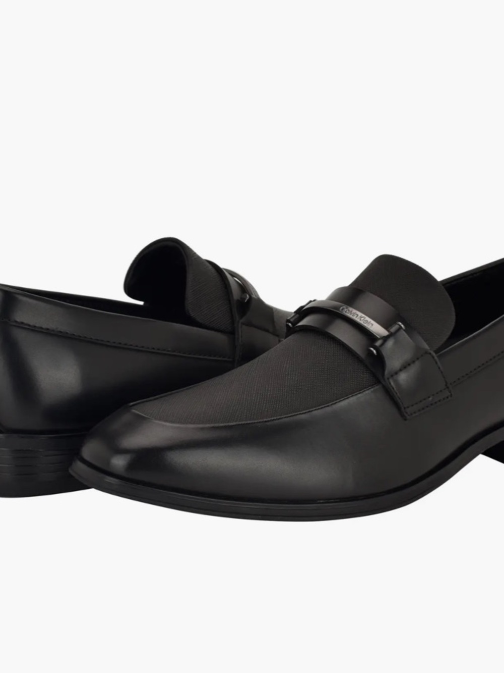 Calvin Klein Men's Black Leather Slip-On Dress Loafers